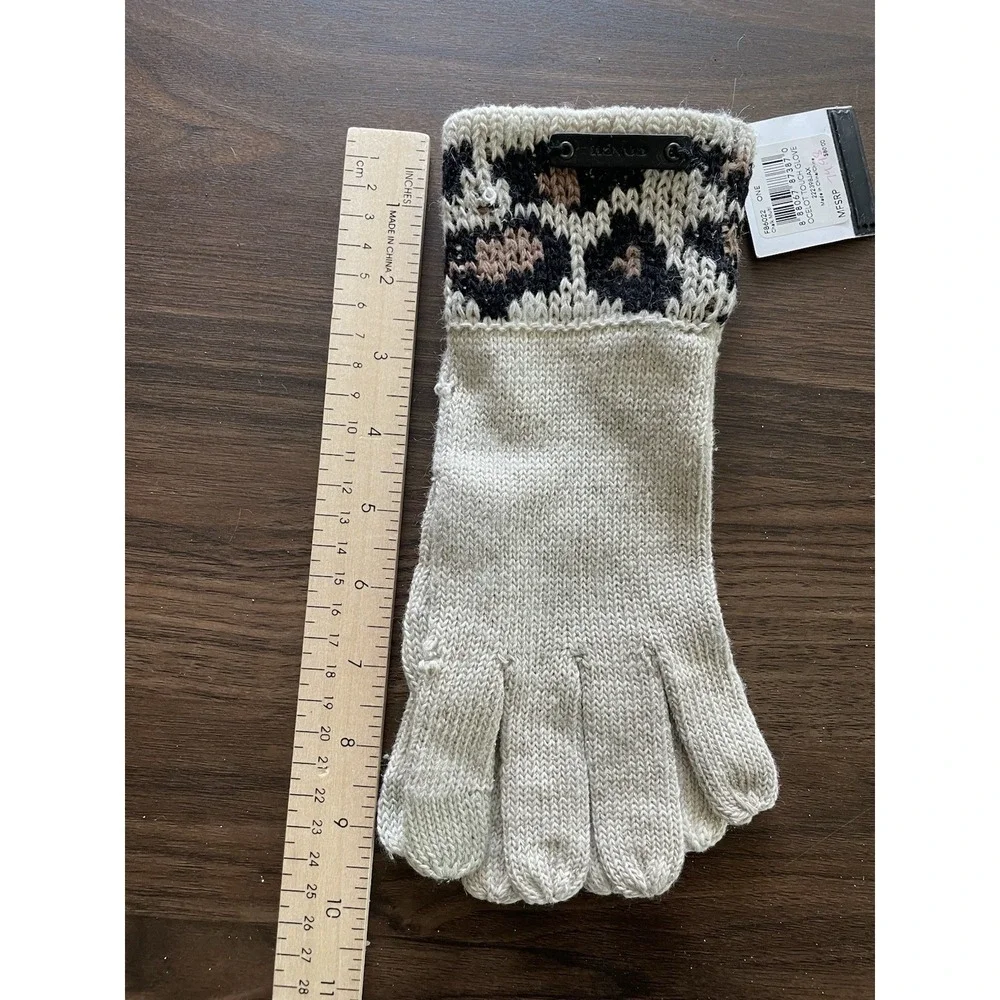 Coach Ocelot Touch Glove Knit Angora Beige Tan One Size Cheetah Print READ
